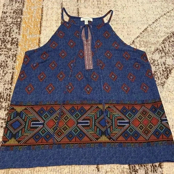 Monteau Los Angeles Aztec Tribal Halter Top - Picture 3 of 5